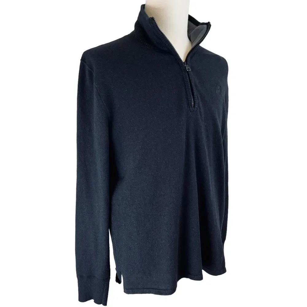 THE NORTH FACE Black Wool Blend‎ 1/4 Zip Sweater Sz Large Long Sleeve Pullover